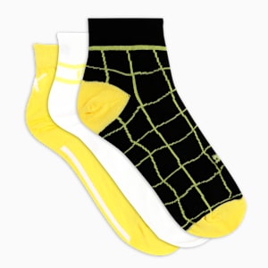 Sports Quarter Socks Pack of 3, Lemon Meringue/White/Black, extralarge-IND