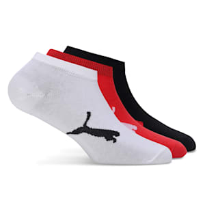 Unisex Sneaker Socks Pack of 3, Black/White/High Risk Red, extralarge-IND