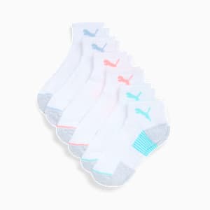 PUMA Women's Half-Terry Quarter Crew Socks (6 Pairs), MEDIUM PINK, extralarge