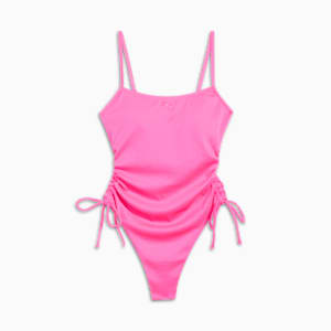 Women's One-Piece Ruched Swim Suit, BRIGHT PINK, extralarge
