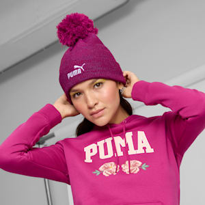 Ribbed Pom Pom Beanie, BRIGHT PURPLE, extralarge