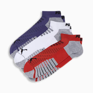 Men's Half-Terry Low Cut Socks (3 Pairs), BLUE / RED / WHITE, extralarge