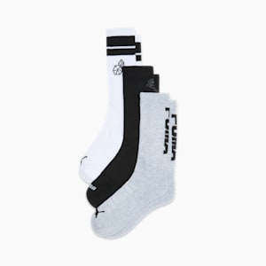 Men's Half-Terry Crew Length Socks (3 Pairs), WHITE / BLACK, extralarge
