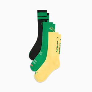 Men's Half-Terry Crew Length Socks (3 Pairs), BLACK / GREEN, extralarge