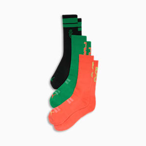 Men's Half-Terry Crew Lenght Socks (3 Pairs), BLACK / GREEN, extralarge