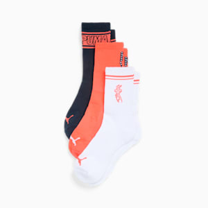 Women's Half-Terry Low Crew Length Socks (3 Pairs), CORAL, extralarge
