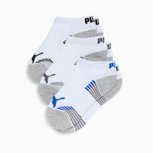 Calcetines de media caña de media felpa para niños grandes (3 pares), WHITE / BLUE, extralarge
