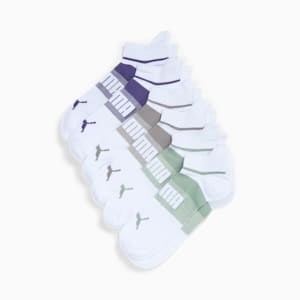 Men's Extended Terry Crew Low-Cut Socks (6 Pairs), WHITE / GREEN, extralarge