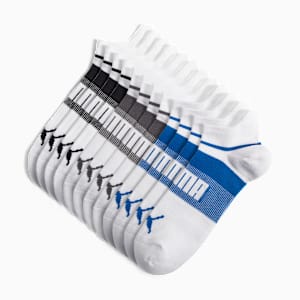 Men's Extended Terry Crew Low-Cut Socks (6 Pairs), WHITE / BLUE, extralarge