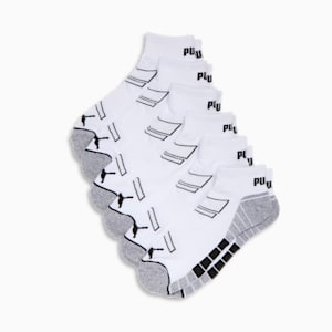 Calcetines hasta un cuarto de longitud de media felpa para hombre (6 pares), WHITE / BLACK, extralarge