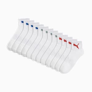 Men's Half Terry Quarter-Length Socks (6 Pairs), WHITE / RED, extralarge