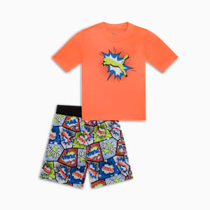 Little Kids' 2-Piece Rashguard &amp; Swim Trunks, NEON SUN, extralarge