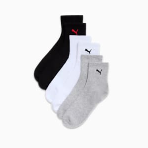 Men's Non-Terry Quarter-Length Crew Socks (3 Pairs), GREY / BLACK, extralarge