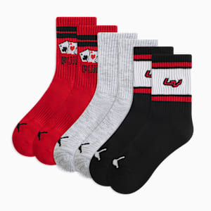 3PK Womens 1/2 Terry Low Cre Women, BLACK / RED, extralarge