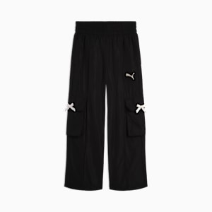 Bow Society Little Kids' Wide Leg Cargo Pants, PUMA BLACK, extralarge