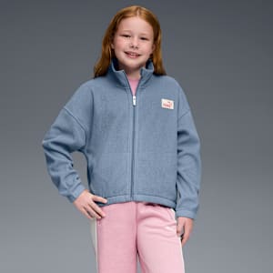 Chamarra de tejido micropolar en relieve para niños grandes, COOL BLUE, extralarge