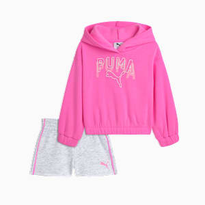 Ensembles assortis chandail à capuchon  et short en molleton Bébé, PINK PIXEL, extralarge