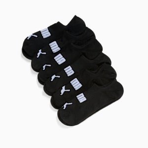 PUMA Women's No Show Socks (6 pairs), BLACK / WHITE, extralarge
