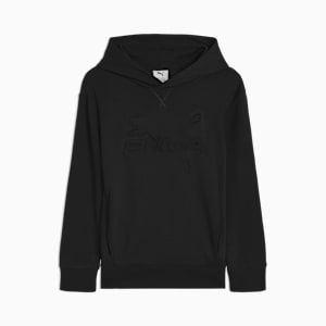 PUMA Essentials Embossed Little Kids' Fleece Hoodie, BLACK, extralarge