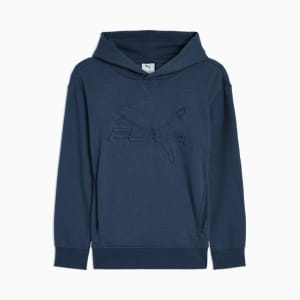PUMA Essentials Embossed Little Kids' Fleece Hoodie, DARK INDIGO, extralarge