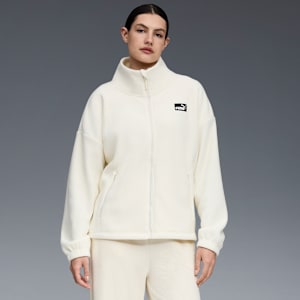 Polar Fleece Jacket Women, CREAM/GREEN, extralarge