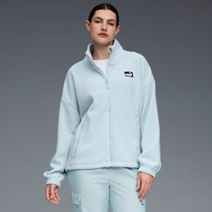 Chamarra de tejido polar para mujer, BABY BLUE, extralarge