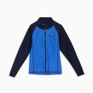 キッズ プーマ スイム フルジップ 長袖 ラッシュガード 120-160cm, blue / black, extralarge-JPN
