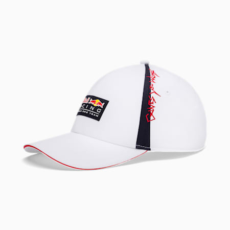 red and white baseball cap