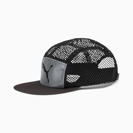 Foldable Trail Running Cap, Puma Black-Puma Silver-reflective, small-SEA