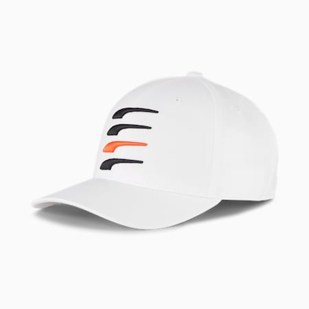 Moving Day Snapback Men's Golf Cap, Bright White-Puma Black-Vibrant Orange, small-SEA