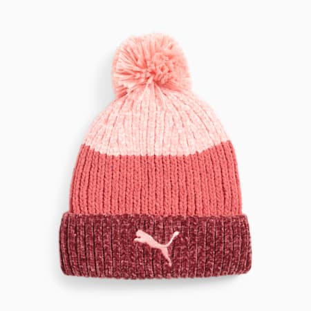 Berretto con pompon da donna, Peach Smoothie-Electric Blush-Dark Jasper, small