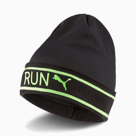 Classic Running Cuff Beanie, Puma Black-Green Glare, small