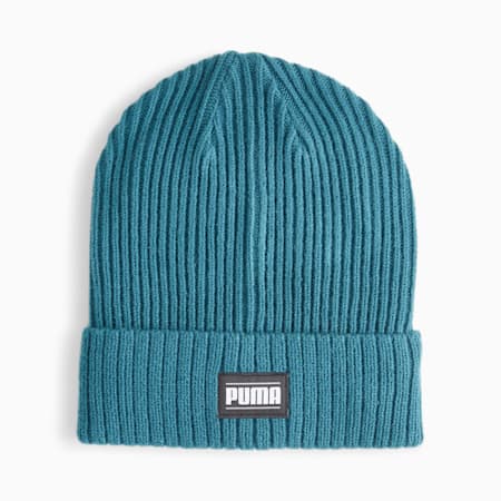 Classic geribbelde beanie met omslag, Cold Green, small