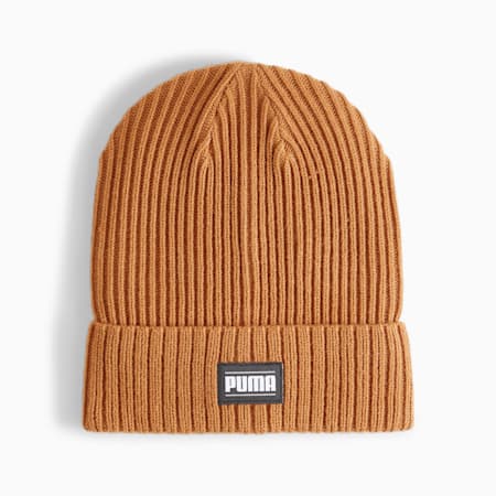 Classic geribbelde beanie met omslag, Caramel Latte, small