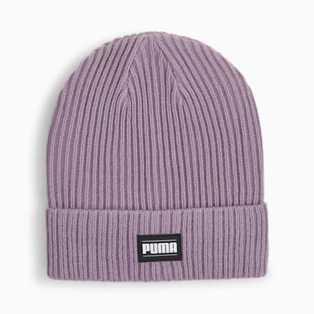 Classic geribbelde beanie met omslag, Pale Plum, small