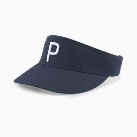 Men's P Golf Visor, Navy Blazer-Bright White, small-AUS