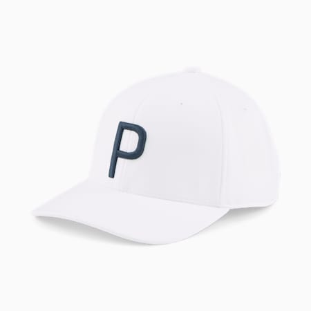 Men's P Golf Cap, White Glow-Navy Blazer, small-AUS