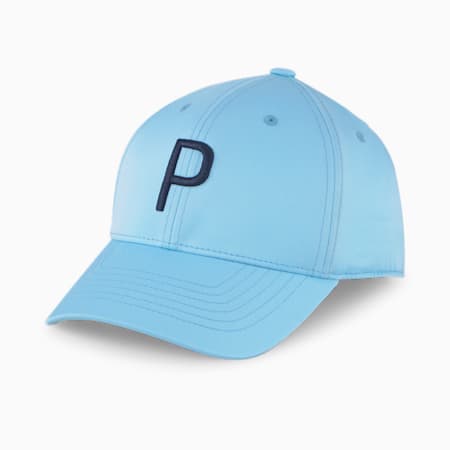 Structured P Golf Cap, Tropical Aqua-Navy Blazer, small-SEA