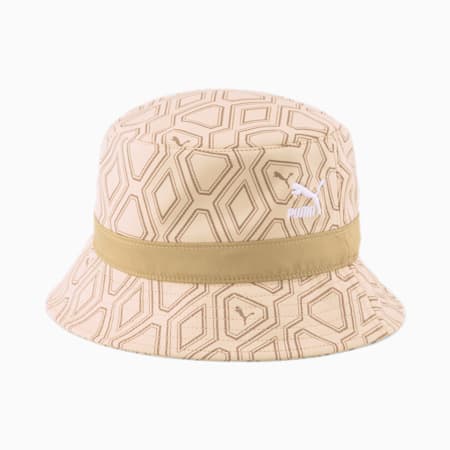 Luxe Sport Bucket Hat, Light Sand-AOP, small-AUS