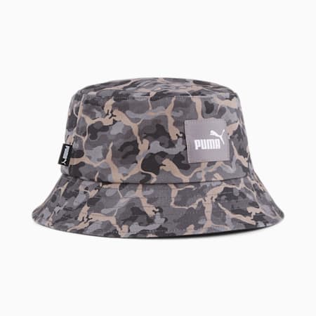 PUMA Core Camo Bucket Hat, PUMA Black-Flat Light Gray-AOP, small-SEA