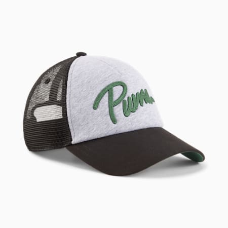 ESS+ Trucker Hat, Feather Gray-PUMA Black-Archive Green, small
