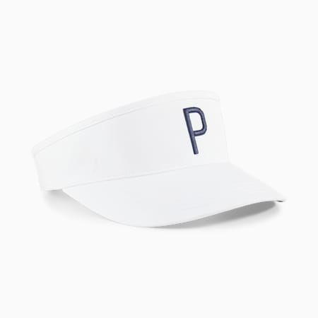 Tech P Golf Visor, White Glow-Deep Navy, small