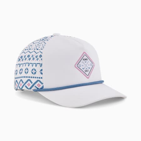 Topi Tech Golf Fairisle 5-Panel, White Glow-Blue Horizon, small-IDN