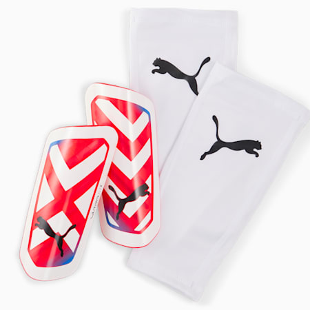 ULTRA Flex Sleeve Football Shin Guards, PUMA White-Ultra Blue-Fire Orchid, small-SEA