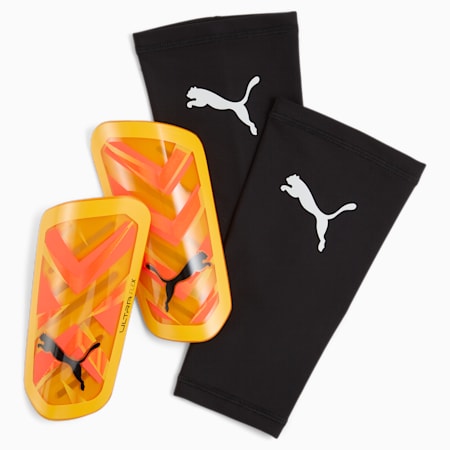 ULTRA Flex Sleeve Football Shin Guards, Sunset Glow-Sun Stream-PUMA Black, small