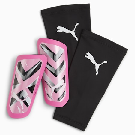 Protège-tibias de football ULTRA Light Sleeve, Poison Pink-PUMA White-PUMA Black, small
