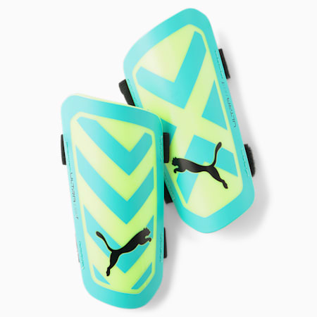 ULTRA Light Strap Football Shin Guards, Electric Peppermint-Fast Yellow, small