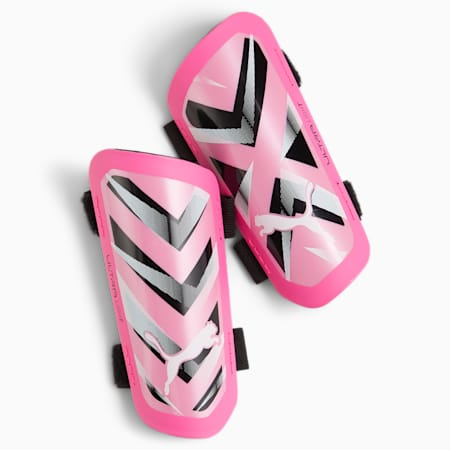 ULTRA Light Strap Football Shin Guards, Poison Pink-PUMA White-PUMA Black, small-AUS