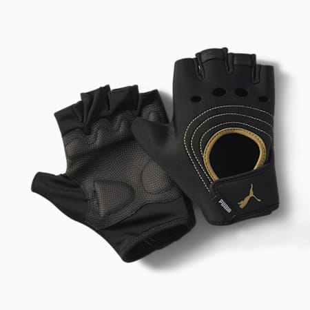 AT  Training Fingered Gloves, Puma Black-Metallic Gold, small-SEA