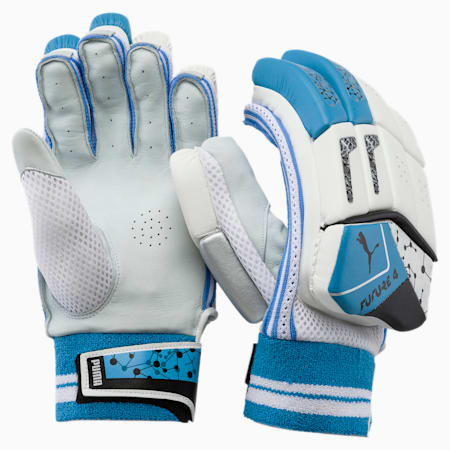 PUMA Future 20.4 Cricket Batting Gloves, Ethereal Blue-Puma Black-Silver, small-IND